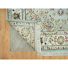 Load image into Gallery viewer, 4&#39;2&quot;x6&#39;1&quot; Blue Hydrangea, Nain Densely Woven Center Medallion Flower Design, 250 Kpsi, Hand Knotted 100% Wool, Oriental Rug FWR543054