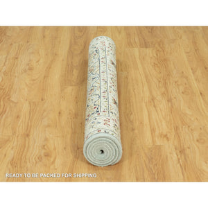 4'2"x6'1" Blue Hydrangea, Nain Densely Woven Center Medallion Flower Design, 250 Kpsi, Hand Knotted 100% Wool, Oriental Rug FWR543054