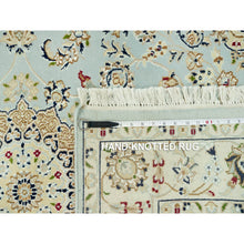 Load image into Gallery viewer, 4&#39;2&quot;x6&#39;1&quot; Blue Hydrangea, Nain Densely Woven Center Medallion Flower Design, 250 Kpsi, Hand Knotted 100% Wool, Oriental Rug FWR543054