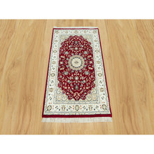 Load image into Gallery viewer, 2&#39;7&quot;x4&#39;1&quot; Sun Dried Tomato Red, Extra Soft Wool Nain With Large Central Medallion Floral Design, 250 Kpsi Hand Knotted Oriental Rug FWR543090