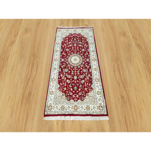 Load image into Gallery viewer, 2&#39;4&quot;x4&#39;9&quot; Burnt Peanut Red, 250 Kpsi, Nain With Center Medallion Flower Design, Densely Woven Natural Wool, Hand Knotted, Oriental Runner Rug FWR543096