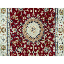 Load image into Gallery viewer, 2&#39;4&quot;x4&#39;9&quot; Burnt Peanut Red, 250 Kpsi, Nain With Center Medallion Flower Design, Densely Woven Natural Wool, Hand Knotted, Oriental Runner Rug FWR543096