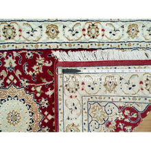 Load image into Gallery viewer, 2&#39;4&quot;x4&#39;9&quot; Burnt Peanut Red, 250 Kpsi, Nain With Center Medallion Flower Design, Densely Woven Natural Wool, Hand Knotted, Oriental Runner Rug FWR543096