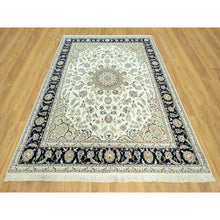 Load image into Gallery viewer, 7&#39;10&quot;x10&#39; Origami White, Hand Knotted, 250 Kpsi, Nain Organic Wool Center Medallion Flower Design, Denser Weave, Oriental Rug FWR543114