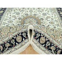 Load image into Gallery viewer, 7&#39;10&quot;x10&#39; Origami White, Hand Knotted, 250 Kpsi, Nain Organic Wool Center Medallion Flower Design, Denser Weave, Oriental Rug FWR543114