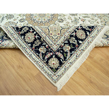 Load image into Gallery viewer, 7&#39;10&quot;x10&#39; Origami White, Hand Knotted, 250 Kpsi, Nain Organic Wool Center Medallion Flower Design, Denser Weave, Oriental Rug FWR543114