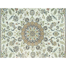 Load image into Gallery viewer, 7&#39;10&quot;x10&#39; Origami White, Hand Knotted, 250 Kpsi, Nain Organic Wool Center Medallion Flower Design, Denser Weave, Oriental Rug FWR543114