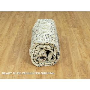 7'10"x10' Origami White, Hand Knotted, 250 Kpsi, Nain Organic Wool Center Medallion Flower Design, Denser Weave, Oriental Rug FWR543114