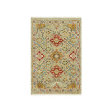 Load image into Gallery viewer, 3&#39;3&quot;x5&#39; Fawn Beige, The Sunset Rosettes with Soft Colors, Wool and Pure Silk, Hand Knotted, Oriental Rug FWR543126