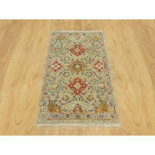 Load image into Gallery viewer, 3&#39;3&quot;x5&#39; Fawn Beige, The Sunset Rosettes with Soft Colors, Wool and Pure Silk, Hand Knotted, Oriental Rug FWR543126