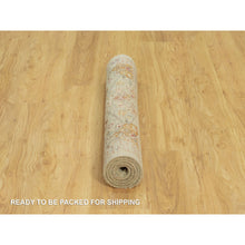 Load image into Gallery viewer, 3&#39;3&quot;x5&#39; Fawn Beige, The Sunset Rosettes With Soft Colors, Wool And Pure Silk, Hand Knotted, Oriental Rug FWR543126