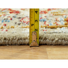 Load image into Gallery viewer, 3&#39;3&quot;x5&#39; Fawn Beige, The Sunset Rosettes with Soft Colors, Wool and Pure Silk, Hand Knotted, Oriental Rug FWR543126