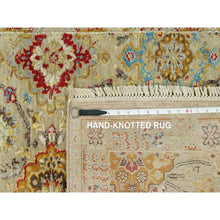 Load image into Gallery viewer, 3&#39;3&quot;x5&#39; Fawn Beige, The Sunset Rosettes with Soft Colors, Wool and Pure Silk, Hand Knotted, Oriental Rug FWR543126