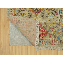Load image into Gallery viewer, 2&#39;3&quot;x3&#39; Parmesan Beige, Wool and Pure Silk, The Sunset Rosettes with Vibrant Colors, Hand Knotted, Soft to Touch, Oriental Rug FWR543132