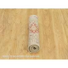 Load image into Gallery viewer, 2&#39;3&quot;x3&#39; Parmesan Beige, Wool and Pure Silk, The Sunset Rosettes with Vibrant Colors, Hand Knotted, Soft to Touch, Oriental Rug FWR543132