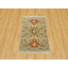 Load image into Gallery viewer, 2&#39;1&quot;x3&#39;1&quot; Macaroon Beige, Hand Knotted, Soft to Touch, Wool and Pure Silk, The Sunset Rosettes with Vibrant Colors, Oriental Rug FWR543138