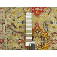 Load image into Gallery viewer, 2&#39;1&quot;x3&#39;1&quot; Macaroon Beige, Hand Knotted, Soft to Touch, Wool and Pure Silk, The Sunset Rosettes with Vibrant Colors, Oriental Rug FWR543138