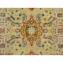 Load image into Gallery viewer, 2&#39;1&quot;x3&#39;1&quot; Macaroon Beige, Hand Knotted, Soft to Touch, Wool and Pure Silk, The Sunset Rosettes with Vibrant Colors, Oriental Rug FWR543138