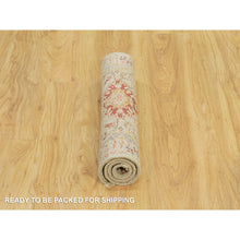 Load image into Gallery viewer, 2&#39;1&quot;x3&#39;1&quot; Macaroon Beige, Hand Knotted, Soft to Touch, Wool and Pure Silk, The Sunset Rosettes with Vibrant Colors, Oriental Rug FWR543138