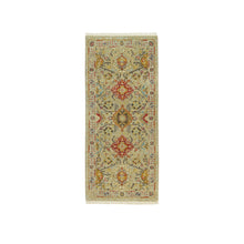 Load image into Gallery viewer, 2&#39;8&quot;x6&#39; Dandelion Beige, Hand Knotted, Soft to Touch, The Sunset Rosettes, Vibrant Colors, Wool and Pure Silk, Runner Oriental Rug FWR543144