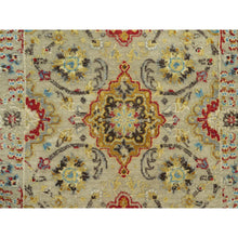 Load image into Gallery viewer, 2&#39;8&quot;x6&#39; Dandelion Beige, Hand Knotted, Soft to Touch, The Sunset Rosettes, Vibrant Colors, Wool and Pure Silk, Runner Oriental Rug FWR543144