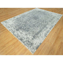 Load image into Gallery viewer, 10&#39;x14&#39;1&quot; Stonington Gray, Hand Knotted Persian Broken and Erased Design, Wool and Silk, Tone On Tone Oriental Rug FWR543162