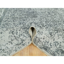 Load image into Gallery viewer, 10&#39;x14&#39;1&quot; Stonington Gray, Hand Knotted Persian Broken and Erased Design, Wool and Silk, Tone On Tone Oriental Rug FWR543162