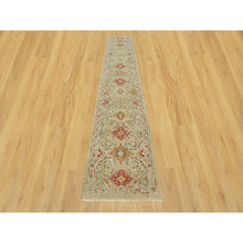 Load image into Gallery viewer, 2&#39;9&quot;x15&#39;10&quot; Breezy Beige, Hand Knotted Soft Shiny Wool, The Sunset Rosettes, Vibrant Colors, Wool And Pure Silk, Runner Oriental Rug FWR543168