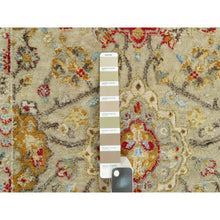 Load image into Gallery viewer, 2&#39;9&quot;x15&#39;10&quot; Breezy Beige, Hand Knotted Soft Shiny Wool, The Sunset Rosettes, Vibrant Colors, Wool And Pure Silk, Runner Oriental Rug FWR543168