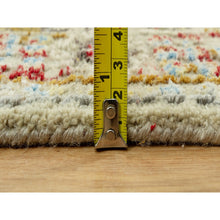 Load image into Gallery viewer, 2&#39;9&quot;x15&#39;10&quot; Breezy Beige, Hand Knotted Soft Shiny Wool, The Sunset Rosettes, Vibrant Colors, Wool And Pure Silk, Runner Oriental Rug FWR543168