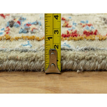 Load image into Gallery viewer, 2&#39;9&quot;x18&#39; Egg Nog Beige, Hand Knotted, Soft To Touch, Wool And Pure Silk, The Sunset Rosettes With Vibrant Colors, Runner Oriental Rug FWR543180