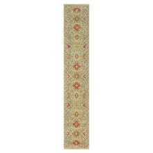 Load image into Gallery viewer, 2&#39;8&quot;x15&#39;10&quot; Khakhi Beige, The Sunset Rosettes, Hand Knotted, Vibrant Colors with Soft to Touch, Wool and Pure Silk, Runner Oriental Rug FWR543186