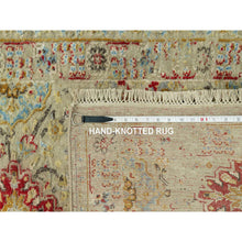 Load image into Gallery viewer, 2&#39;8&quot;x15&#39;10&quot; Khakhi Beige, The Sunset Rosettes, Hand Knotted, Vibrant Colors with Soft to Touch, Wool and Pure Silk, Runner Oriental Rug FWR543186