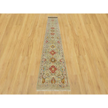 Load image into Gallery viewer, 2&#39;9&quot;x18&#39; Candlelit Beige, Hand Knotted, The Sunset Rosettes With Soft Shiny Wool And Vibrant Colors, Wool And Pure Silk, Runner Oriental Rug FWR543192