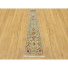 Load image into Gallery viewer, 2&#39;7&quot;x19&#39;10&quot; Cape Honey Beige, Hand Knotted, Vibrant Colors with Soft to Touch, Wool and Pure Silk, The Sunset Rosettes, Runner Oriental Rug FWR543198