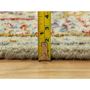 2'7"x19'10" Cape Honey Beige, Hand Knotted, Vibrant Colors with Soft to Touch, Wool and Pure Silk, The Sunset Rosettes, Runner Oriental Rug FWR543198