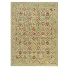 Load image into Gallery viewer, 10&#39;3&quot;x13&#39;10&quot; Biscoti Beige, The Sunset Rosettes, Wool and Pure Silk, Hand Knotted, Soft Colors, Oriental Rug FWR543210