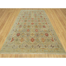 Load image into Gallery viewer, 10&#39;3&quot;x13&#39;10&quot; Biscoti Beige, The Sunset Rosettes, Wool and Pure Silk, Hand Knotted, Soft Colors, Oriental Rug FWR543210