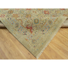 Load image into Gallery viewer, 10&#39;3&quot;x13&#39;10&quot; Biscoti Beige, The Sunset Rosettes, Wool and Pure Silk, Hand Knotted, Soft Colors, Oriental Rug FWR543210