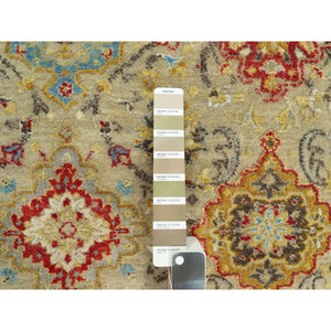 10'3"x13'10" Biscoti Beige, The Sunset Rosettes, Wool and Pure Silk, Hand Knotted, Soft Colors, Oriental Rug FWR543210