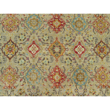 Load image into Gallery viewer, 10&#39;3&quot;x13&#39;10&quot; Biscoti Beige, The Sunset Rosettes, Wool and Pure Silk, Hand Knotted, Soft Colors, Oriental Rug FWR543210