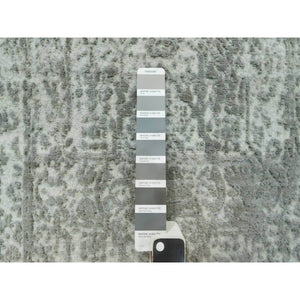 2'x3'2" Xanadu Gray, Broken Wool and Silk, Persian Design, Soft to Touch, Denser Weave, Hand Knotted, Oriental Rug FWR543216