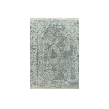 Load image into Gallery viewer, 2&#39;x3&#39;2&quot; Moorland Gray, Hand Knotted, Soft to Touch, Broken Wool and Silk, Persian Design, Denser Weave, Oriental Rug FWR543222