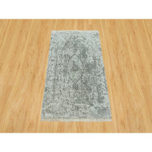 Load image into Gallery viewer, 2&#39;x3&#39;2&quot; Moorland Gray, Hand Knotted, Soft to Touch, Broken Wool and Silk, Persian Design, Denser Weave, Oriental Rug FWR543222