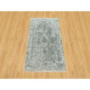 2'x3'2" Moorland Gray, Hand Knotted, Soft to Touch, Broken Wool and Silk, Persian Design, Denser Weave, Oriental Rug FWR543222
