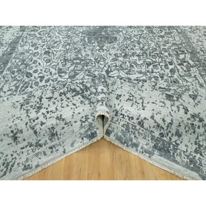 12'x18' Rustic Gray, Hand Knotted Broken Persian Design, Wool And Silk, Oversized Oriental Rug FWR543276