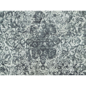 12'x18' Rustic Gray, Hand Knotted Broken Persian Design, Wool And Silk, Oversized Oriental Rug FWR543276