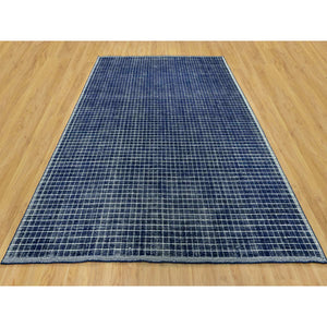 9'3"x11'9" Sapphire Blue, Soft to Touch, Modern Plain Decor Box Design, Luxurious Wool, Loomed Knotted, Oriental Rug FWR543294