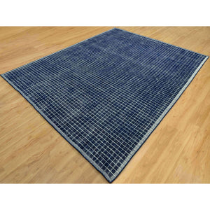 9'3"x11'9" Sapphire Blue, Soft to Touch, Modern Plain Decor Box Design, Luxurious Wool, Loomed Knotted, Oriental Rug FWR543294