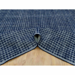 9'3"x11'9" Sapphire Blue, Soft to Touch, Modern Plain Decor Box Design, Luxurious Wool, Loomed Knotted, Oriental Rug FWR543294